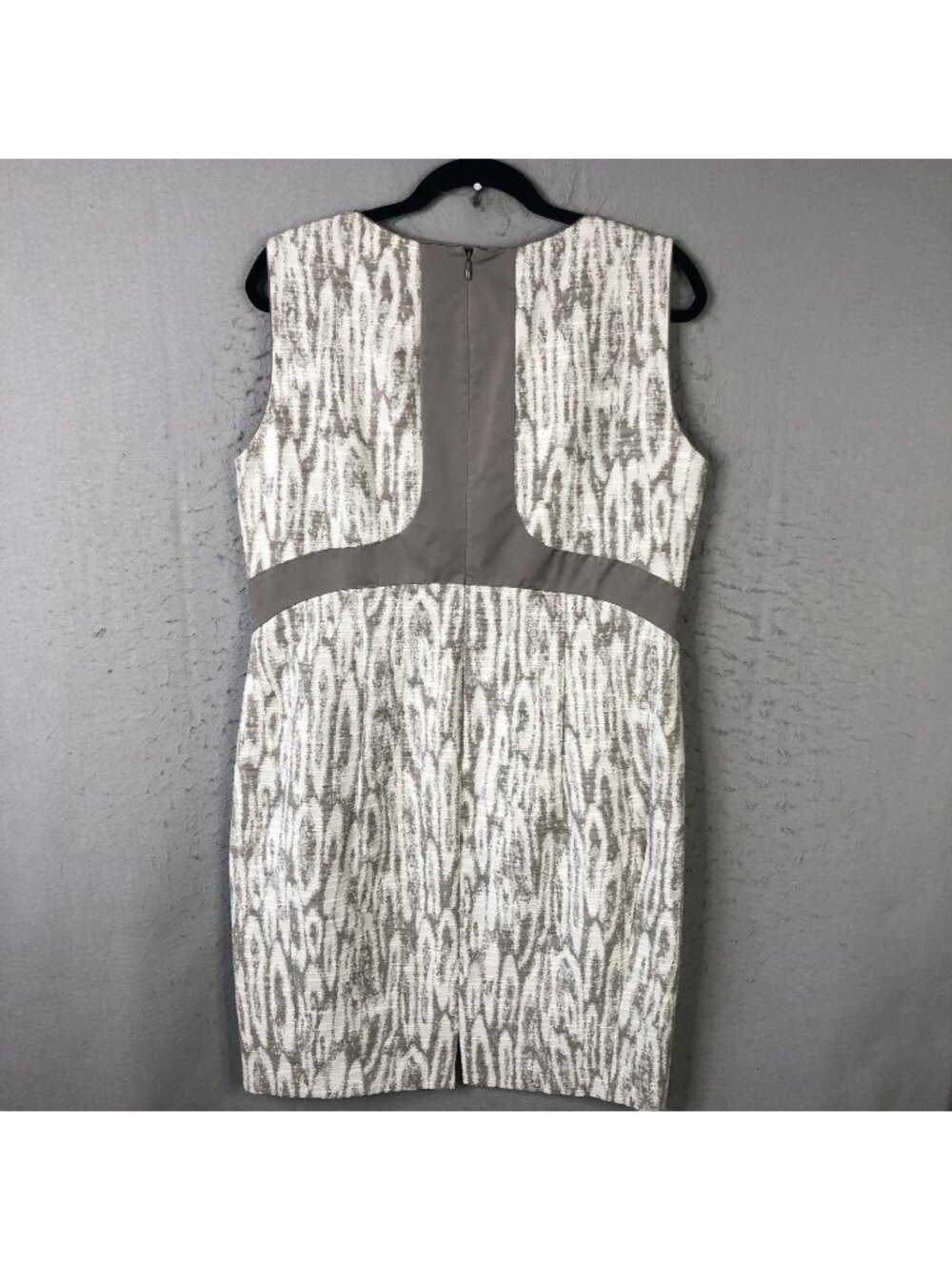Lafayette 148 Dress Womens 14 Gray Animal Print Jacquard Sheath Lined Workwear